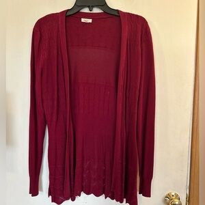 Debut 2XL Red open friend, loose knit cardigan